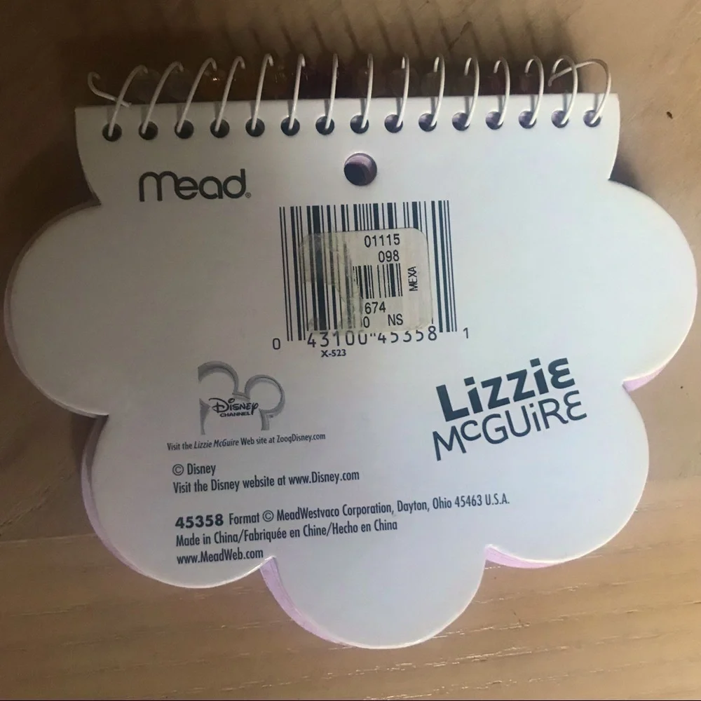 DISNEY LIZZIE MCGUIRE Vintage Beaded Pink Flower Notepad NWT